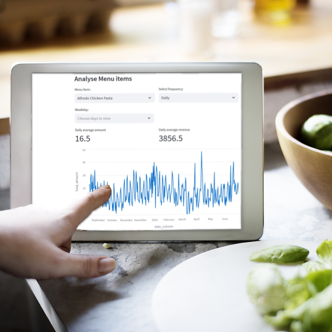 Nutrition facts of fresh vegetable on digital tablet